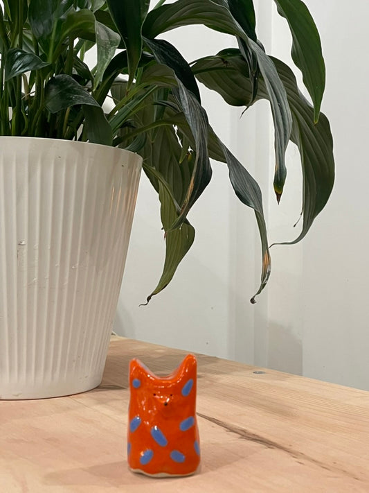 Katie / Orange with blue stripes bear