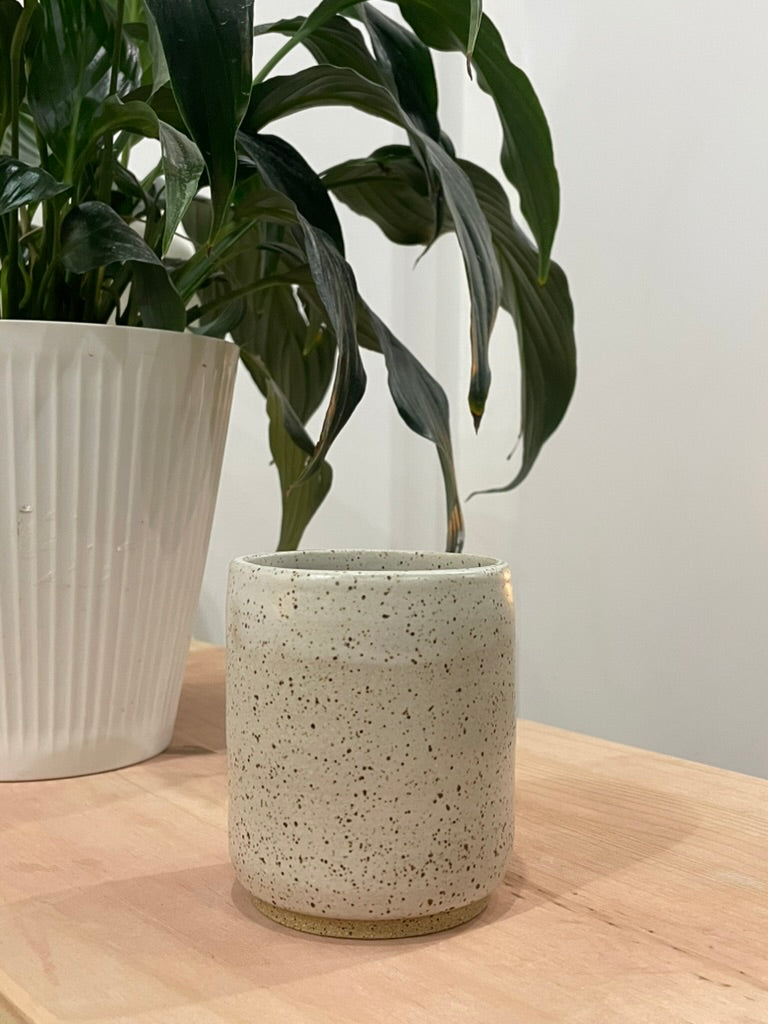 Kathleen / Speckled white cup with foot (seconds)