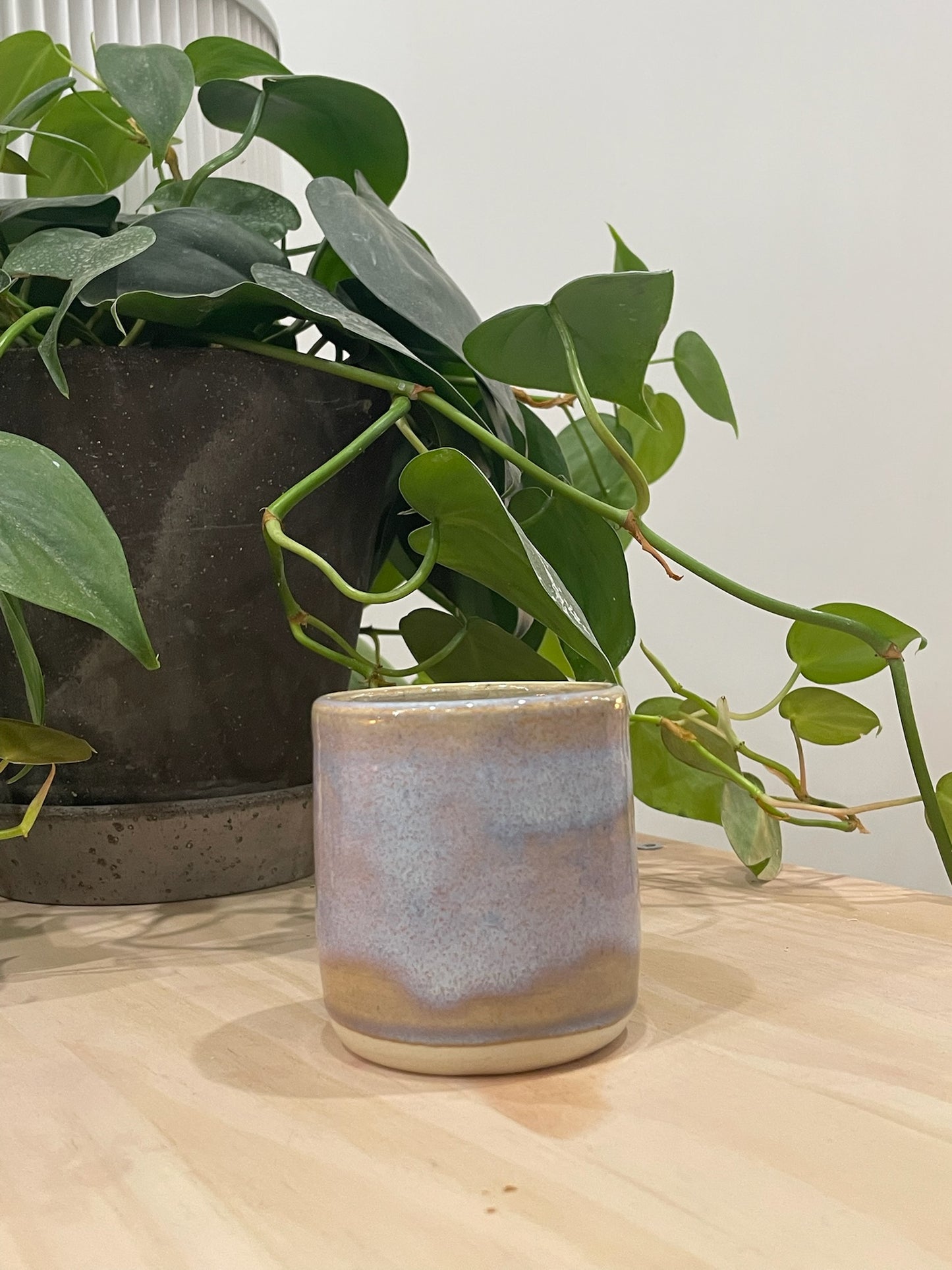 Kathleen / Purple cappuccino cup with waves
