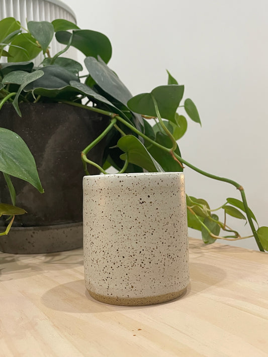 Kathleen / Speckled white mug
