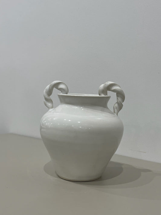 Katie / White vase with twisted handles