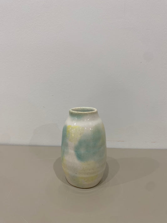 Jenny / Blue and yellow vase with short neck
