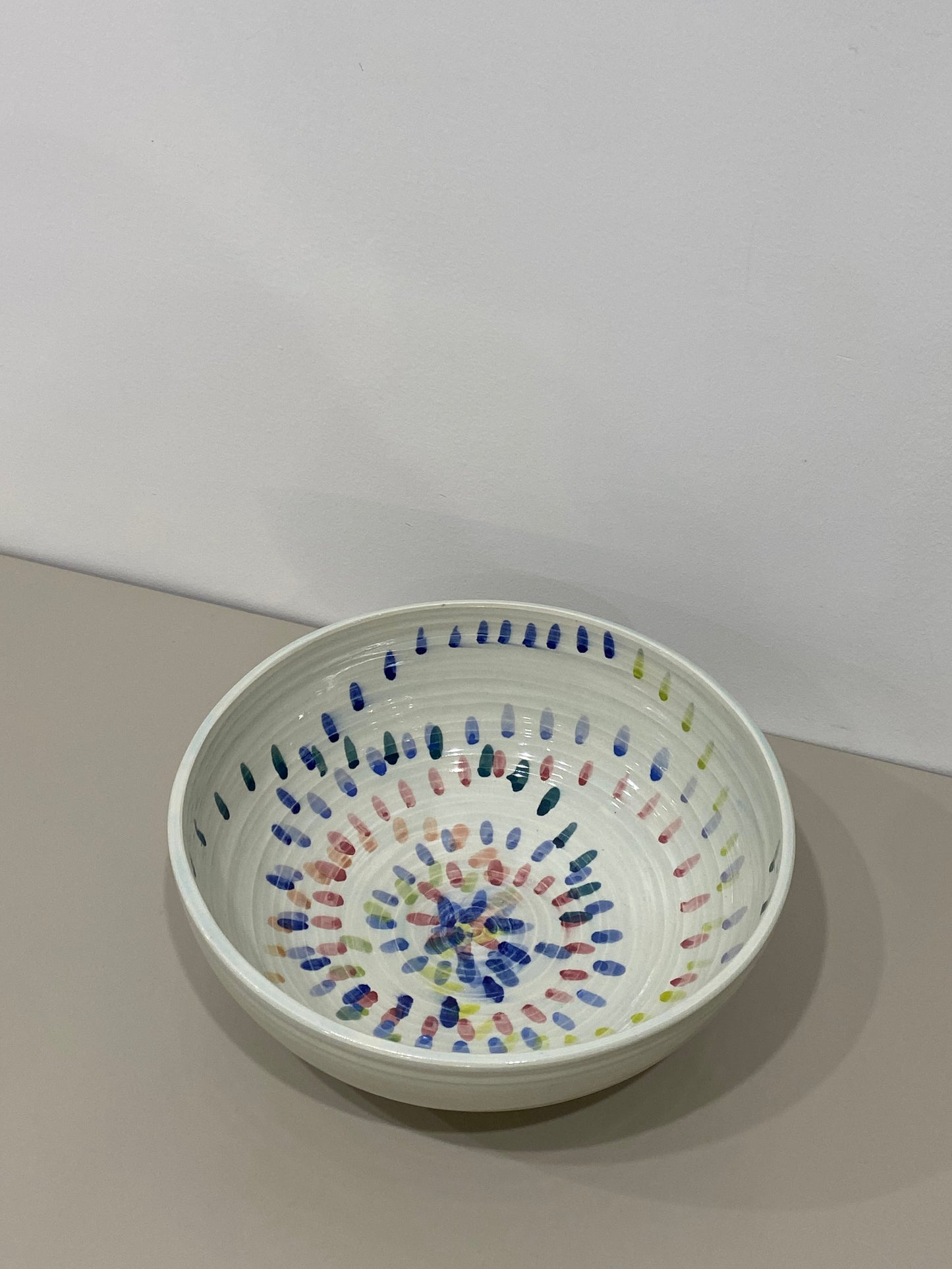 Marissa / Large celadon bowls with colorful speckles