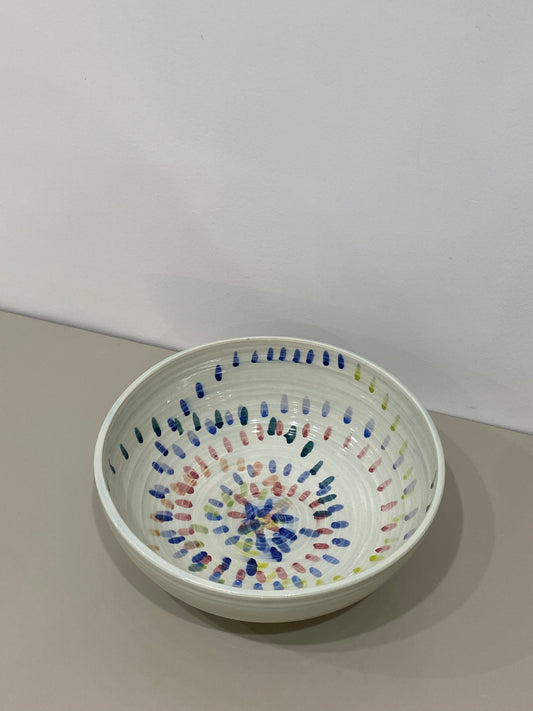 Marissa / Large celadon bowls with colorful speckles