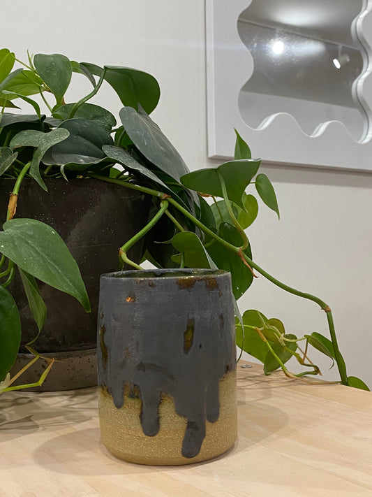 Allisyn / Drippy copper drippy cup with celadon over